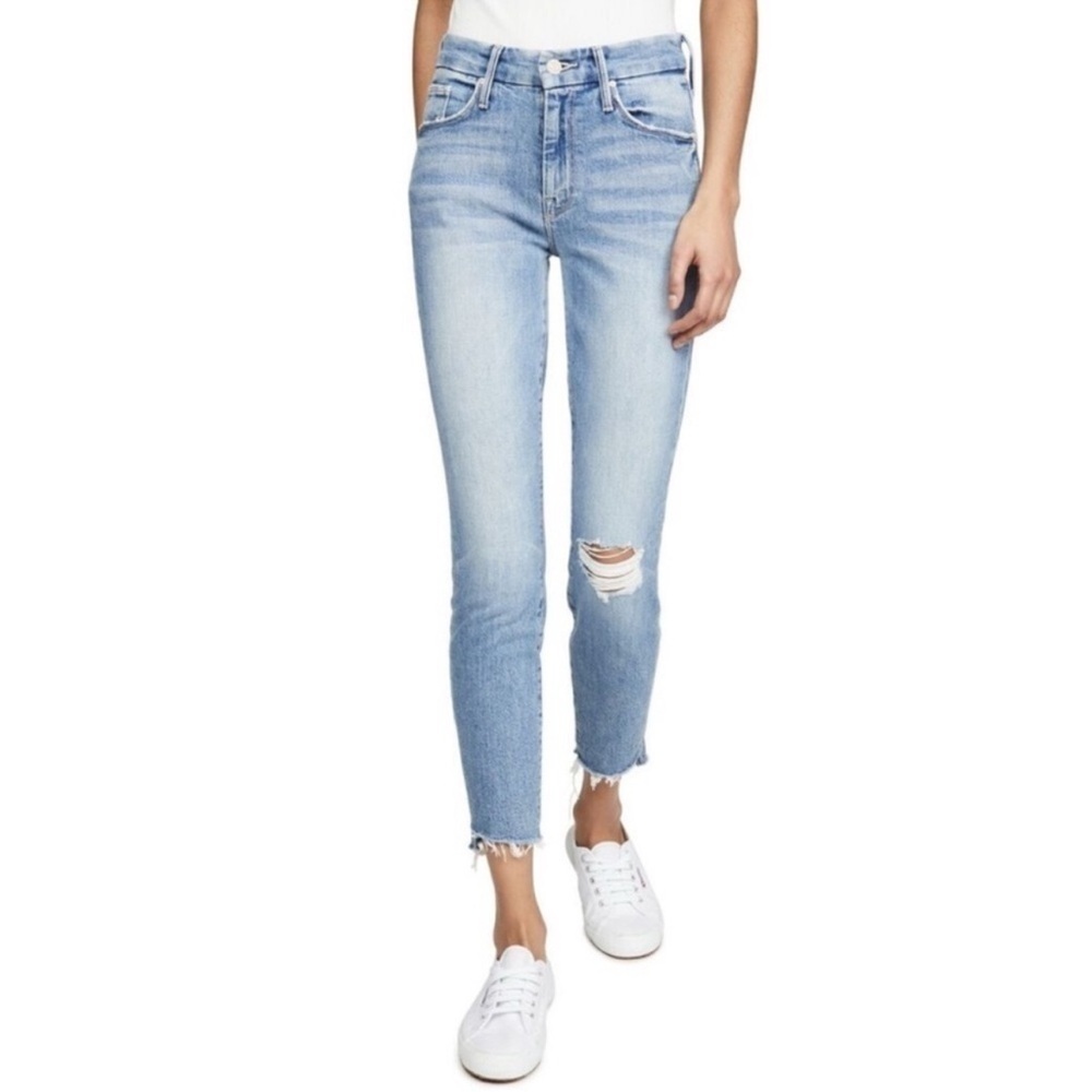 Mother The Looker Ankle Step Fray In Exposed Secret Sister Skinny Cropped Jeans